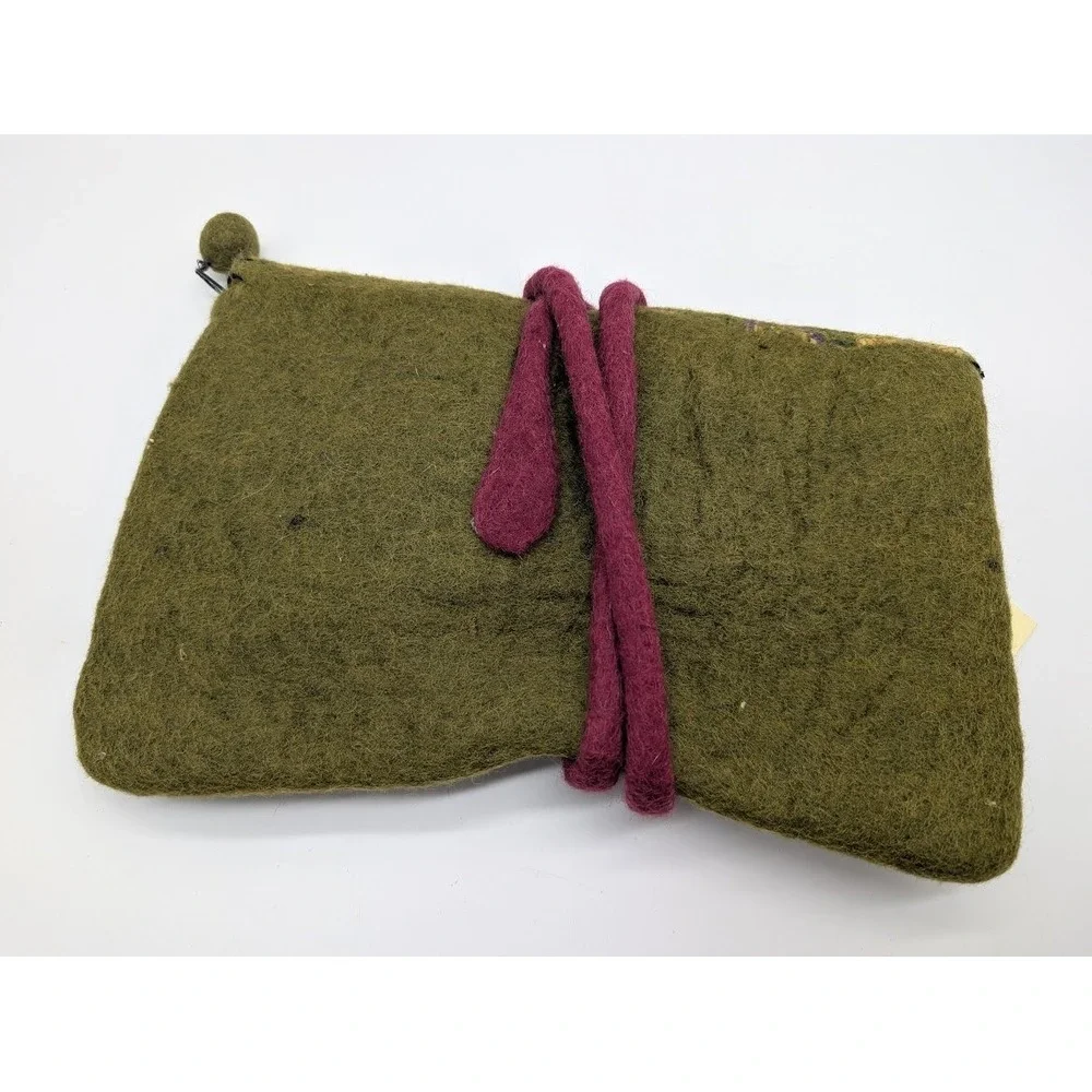 Rising Tide Hand Made Wool Felt Clutch Bag Tablet Case Forest Fairy Boho Goblin